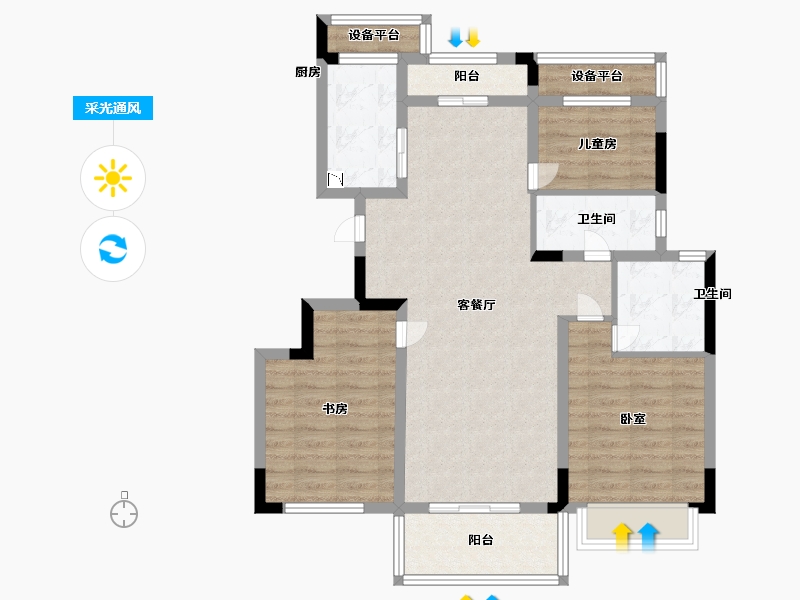 浙江省-宁波市-龙湖坤和·天境-87.88-户型库-采光通风