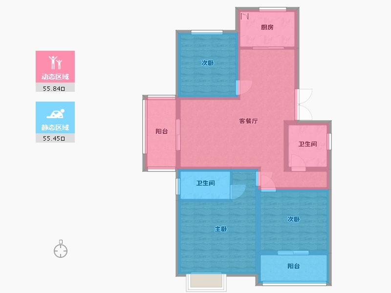 江苏省-淮安市-水沐清华-98.87-户型库-动静分区