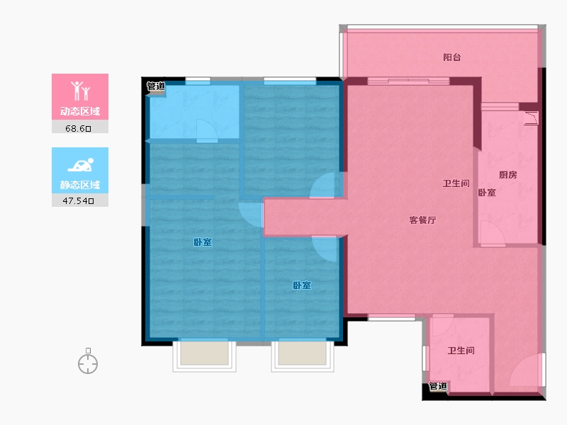 安徽省-淮南市-淮南恒大御府-105.13-户型库-动静分区