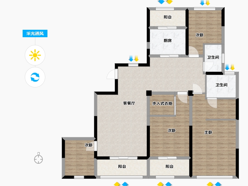 江苏省-盐城市-同曦文昌府-143.00-户型库-采光通风