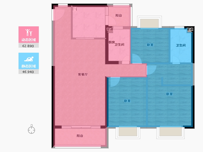 安徽省-淮南市-淮南恒大御府-99.08-户型库-动静分区