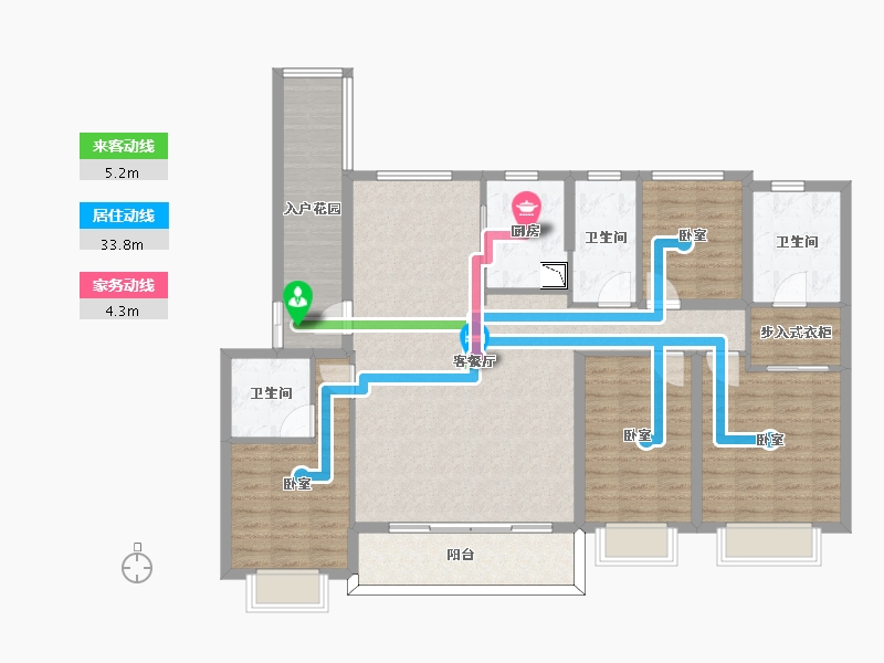 浙江省-宁波市-雅戈尔海晏府-132.00-户型库-动静线