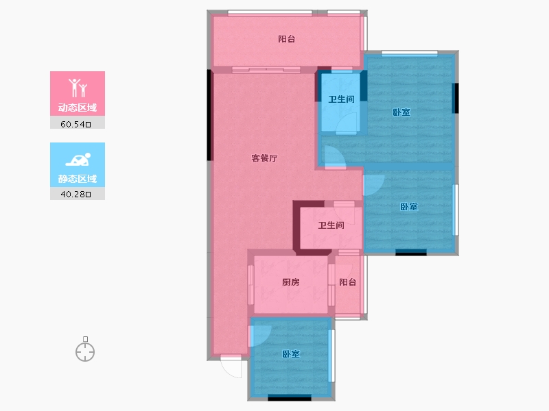 四川省-南充市-阳光江山公园城-88.76-户型库-动静分区