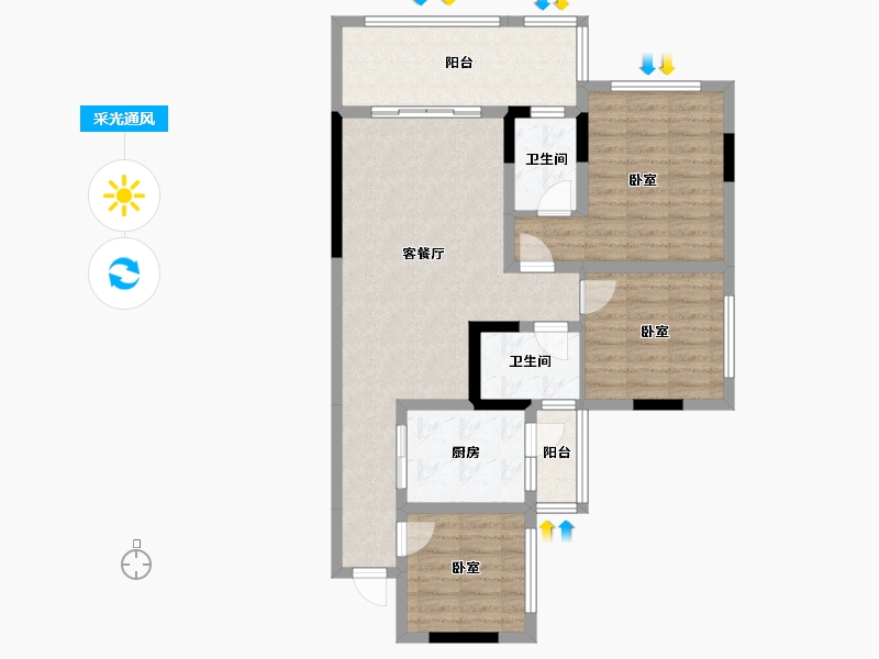 四川省-南充市-阳光江山公园城-88.76-户型库-采光通风