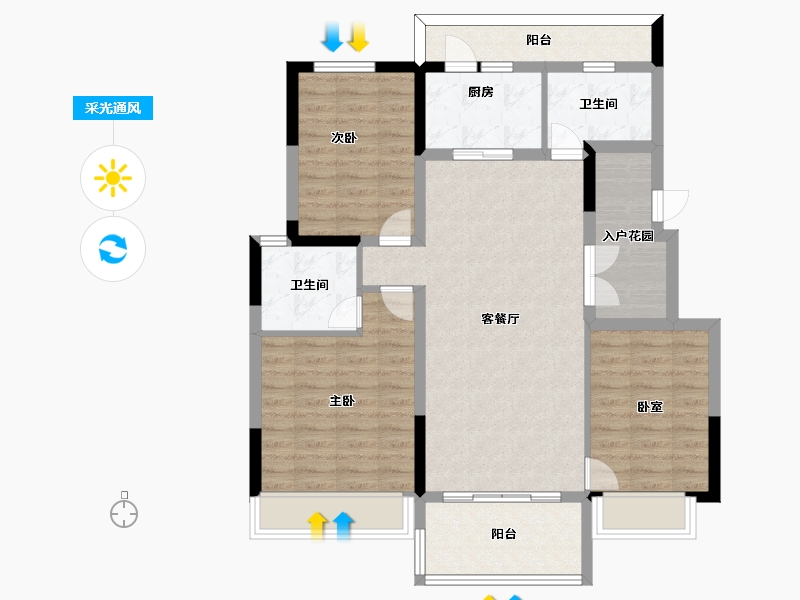 安徽省-马鞍山市-锦艺·林语春风-94.00-户型库-采光通风