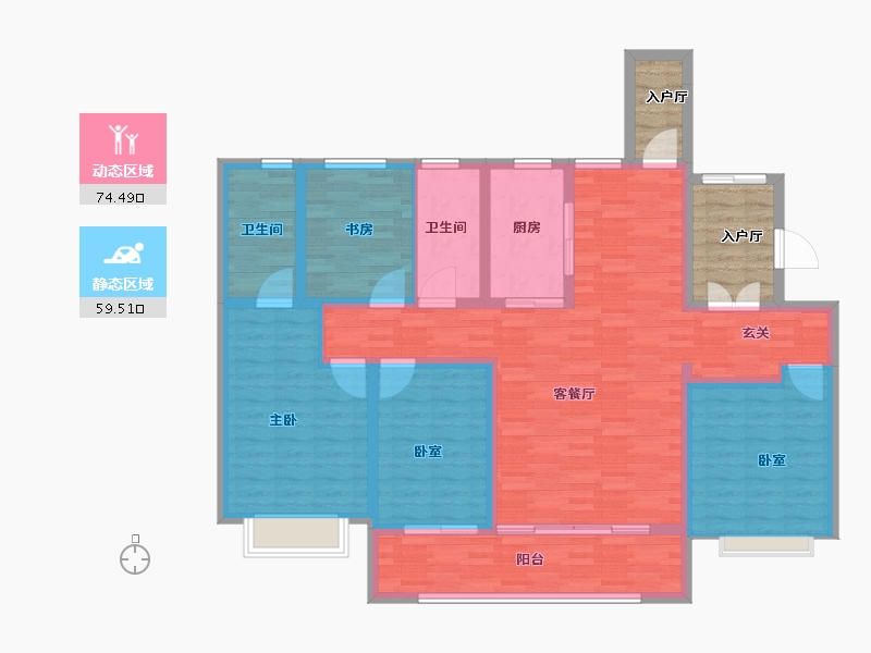 江苏省-苏州市-唐宁府-130.00-户型库-动静分区