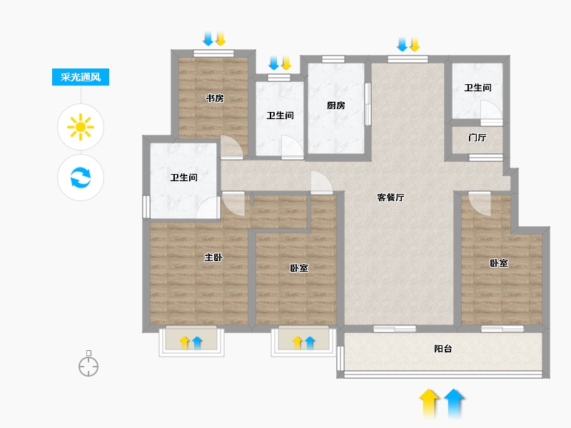 浙江省-宁波市-桂语里-117.63-户型库-采光通风