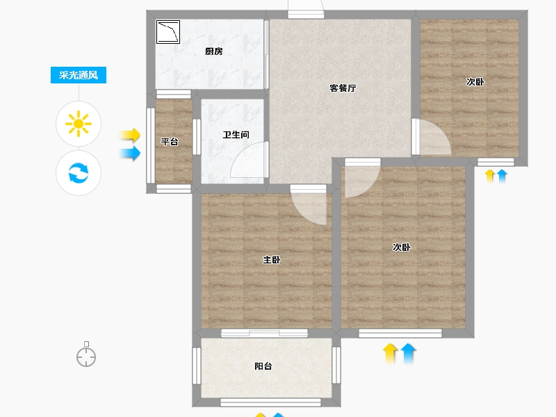 江苏省-徐州市-环宇·滨河蓝庭-78.01-户型库-采光通风