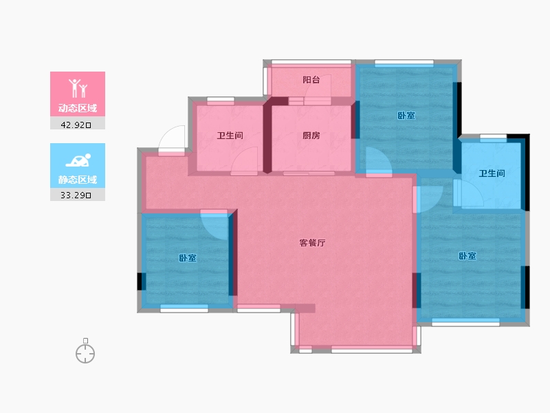 四川省-南充市-阳光江山公园城-66.75-户型库-动静分区