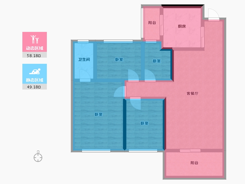 江苏省-扬州市-仪征恒大桃源天境-94.83-户型库-动静分区