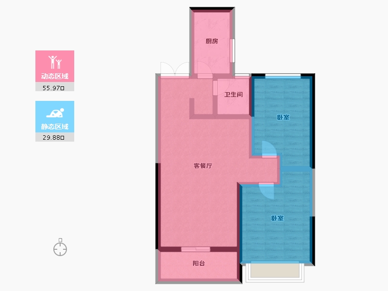 江苏省-扬州市-金奥文昌公馆·荣华-76.00-户型库-动静分区