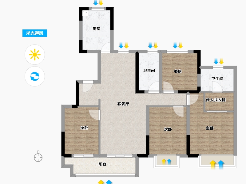 江苏省-徐州市-梧桐公馆-103.00-户型库-采光通风