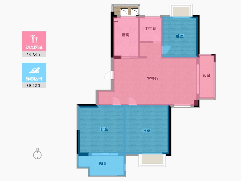 浙江省-宁波市-武岭悦府-72.03-户型库-动静分区