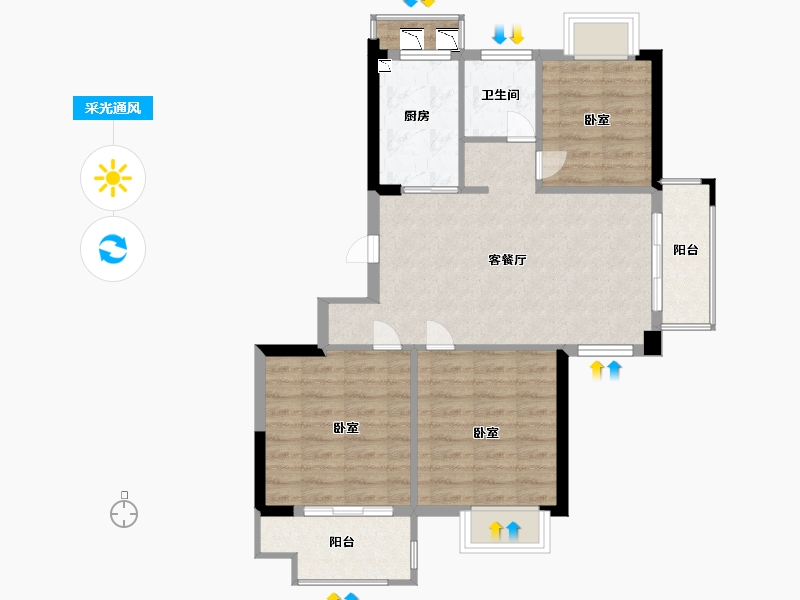 浙江省-宁波市-武岭悦府-72.03-户型库-采光通风