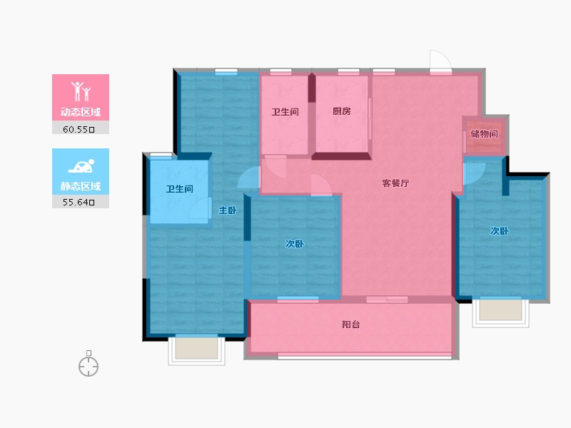 江苏省-南通市-光启花苑-104.00-户型库-动静分区