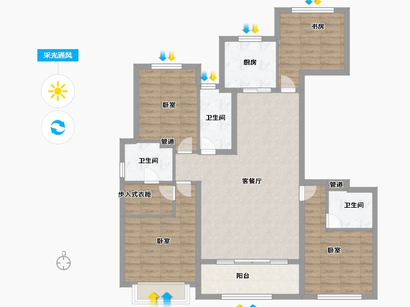 浙江省-宁波市-北宸府-111.00-户型库-采光通风