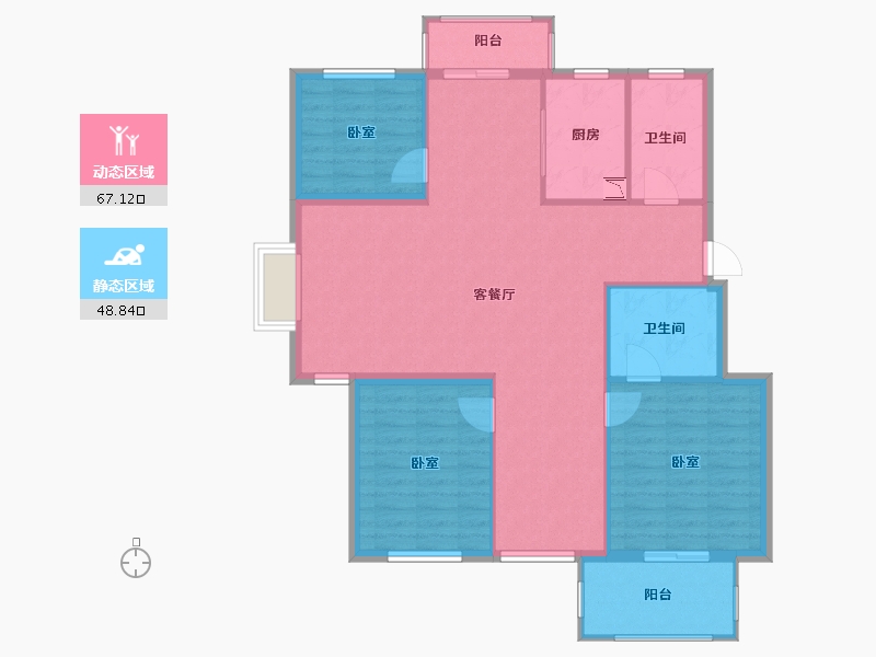 浙江省-宁波市-春江府-105.99-户型库-动静分区