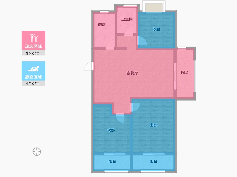 江苏省-扬州市-绿地中央学府-86.47-户型库-动静分区