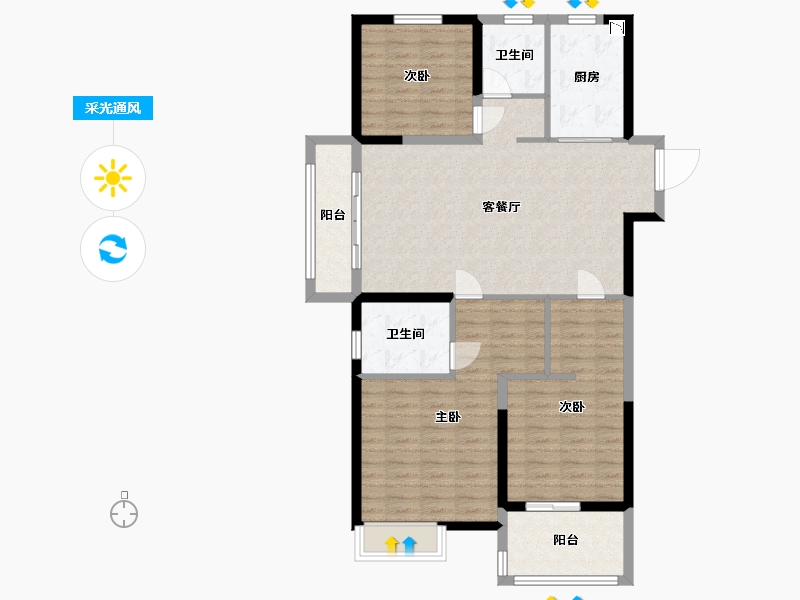 江苏省-盐城市-欧堡利亚珺悦府-108.00-户型库-采光通风