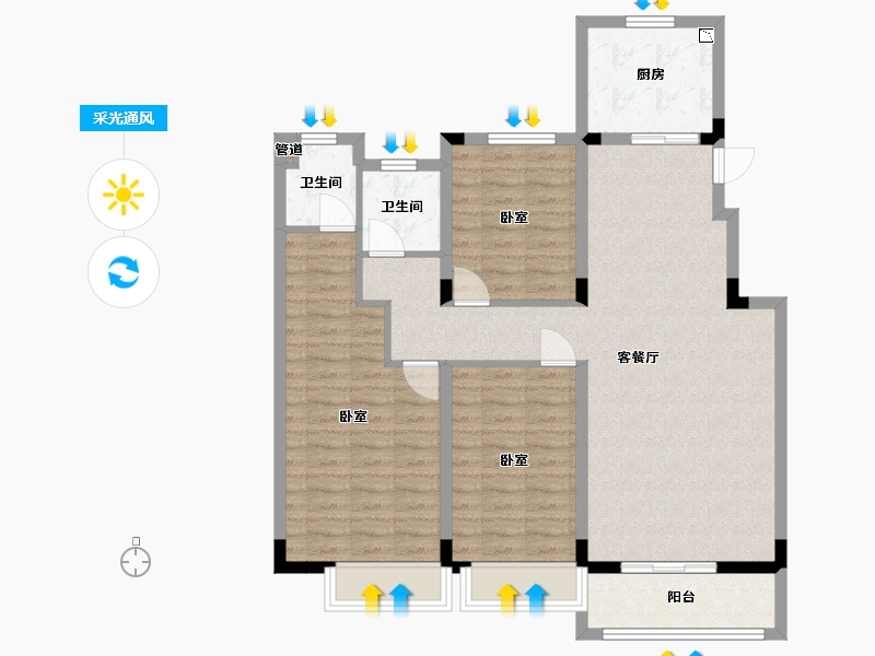 江苏省-苏州市-普禧▪观澜-101.00-户型库-采光通风