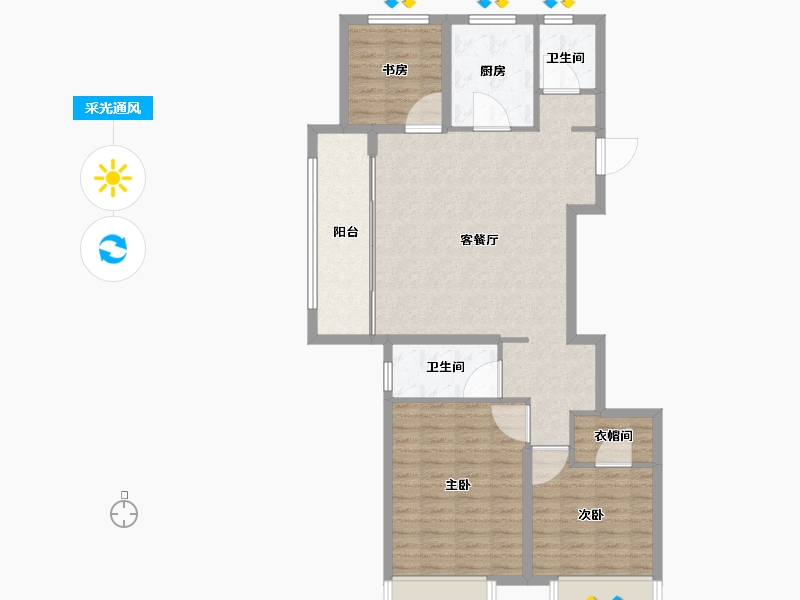 江苏省-徐州市-万科·中山都会-102.00-户型库-采光通风