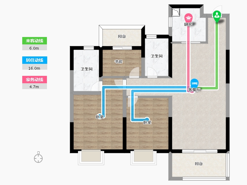 浙江省-宁波市-卓越杭州湾中心-88.00-户型库-动静线