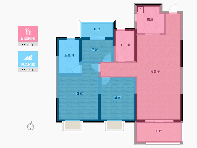 浙江省-宁波市-卓越杭州湾中心-88.00-户型库-动静分区