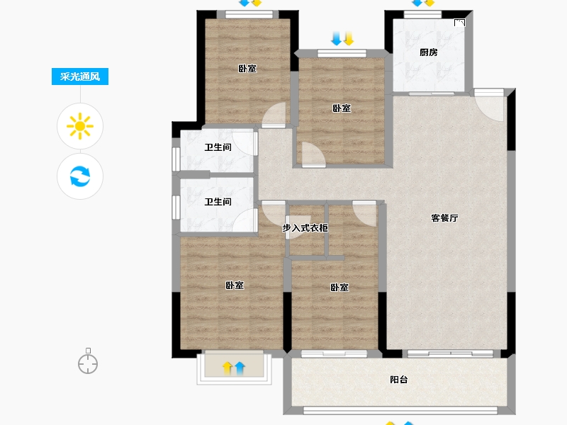 浙江省-宁波市-弘润中鑫广场-102.00-户型库-采光通风