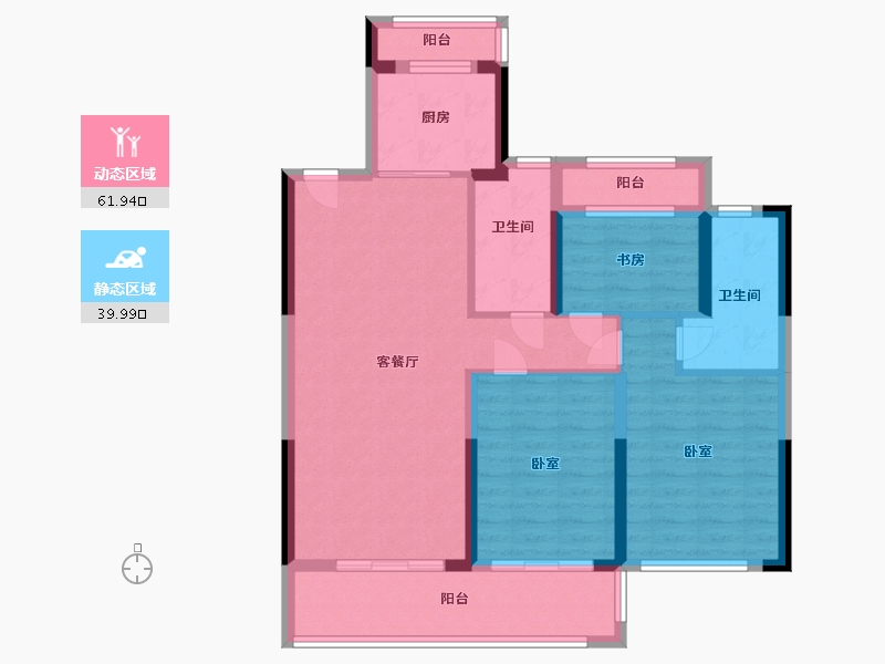 浙江省-宁波市-奥克斯·棠悦府-90.17-户型库-动静分区