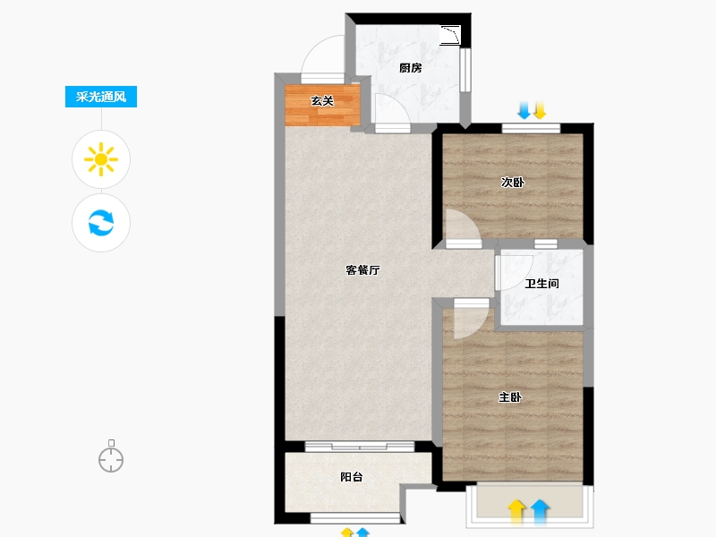 江苏省-无锡市-融侨观邸-62.00-户型库-采光通风