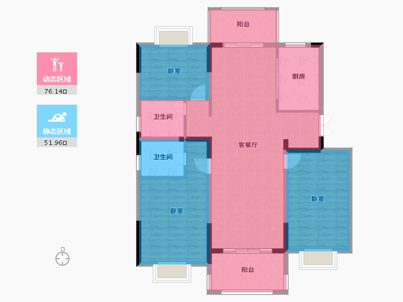 安徽省-淮南市-淮南东方蓝海-116.27-户型库-动静分区