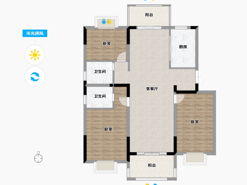 安徽省-淮南市-淮南东方蓝海-116.27-户型库-采光通风