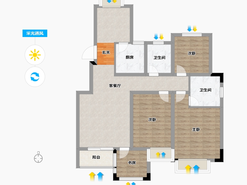 江苏省-无锡市-华宇观澜华府-94.00-户型库-采光通风