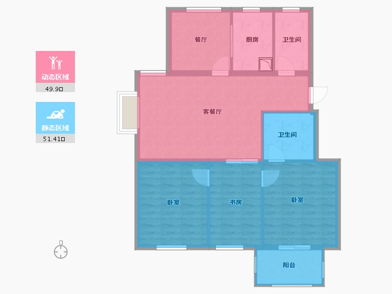 浙江省-宁波市-春江府-91.58-户型库-动静分区