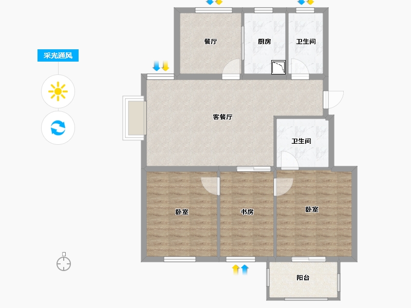 浙江省-宁波市-春江府-91.58-户型库-采光通风