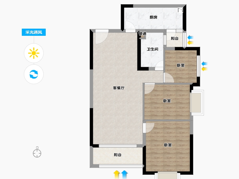 安徽省-淮南市-淮南恒大御府-83.00-户型库-采光通风