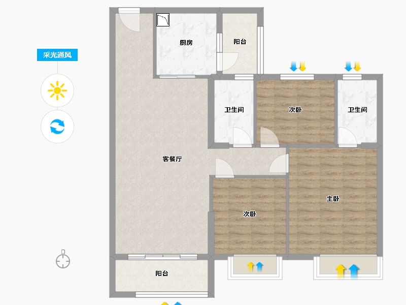 河北省-保定市-碧桂园清苑新城-98.00-户型库-采光通风