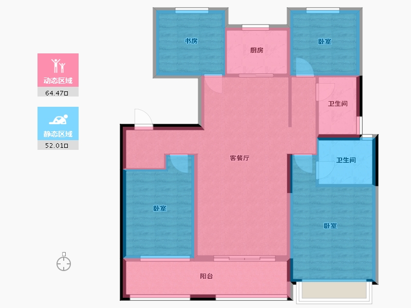 浙江省-杭州市-远洋招商上塘宸章-104.30-户型库-动静分区