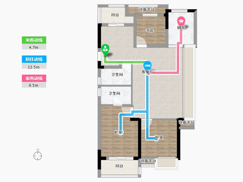 浙江省-杭州市-杭州北孔雀城青云学府-88.20-户型库-动静线