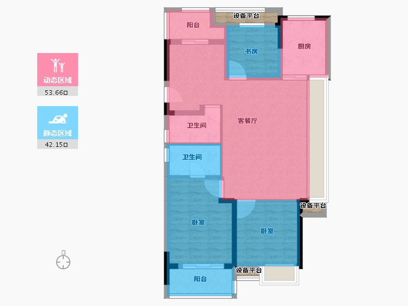 浙江省-杭州市-杭州北孔雀城青云学府-88.20-户型库-动静分区