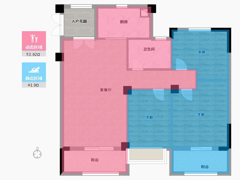 江苏省-淮安市-金圆幸福城-90.00-户型库-动静分区