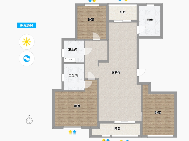 浙江省-宁波市-丹桂花园二期-107.95-户型库-采光通风