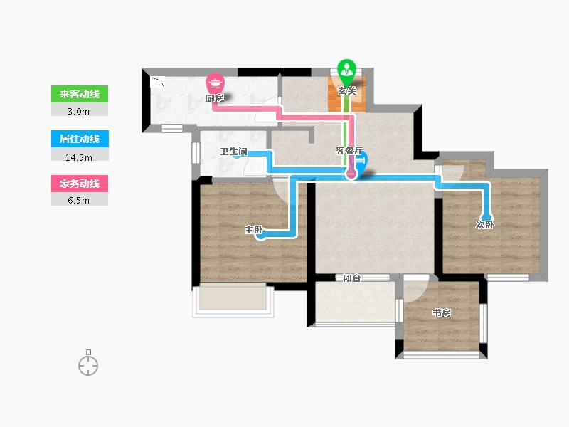 江苏省-无锡市-华宇观澜华府-61.99-户型库-动静线