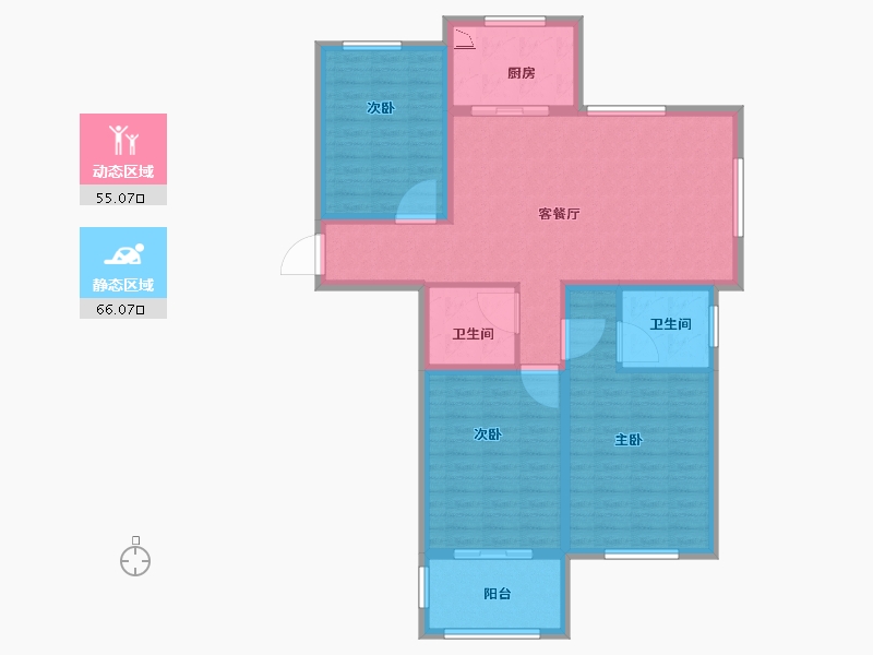 江苏省-徐州市-环宇·滨河蓝庭-109.00-户型库-动静分区