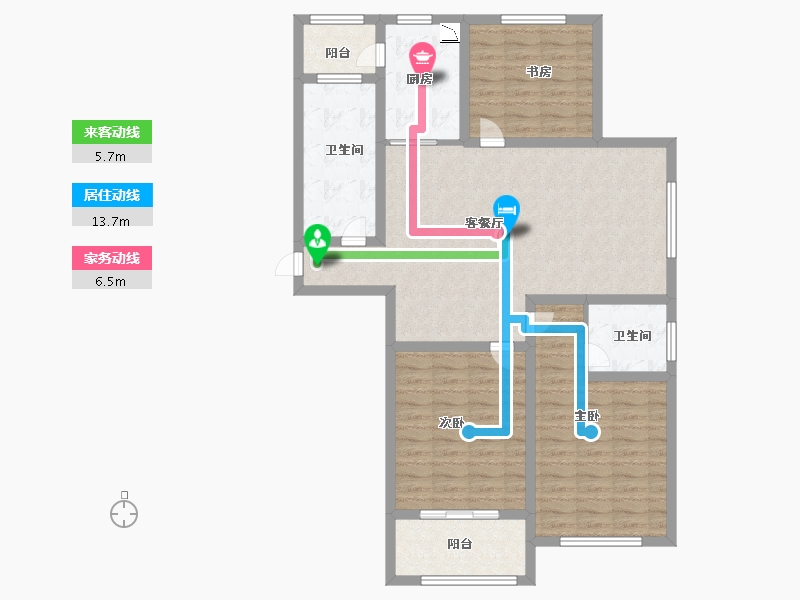 江苏省-徐州市-盛世阳光华庭-105.69-户型库-动静线