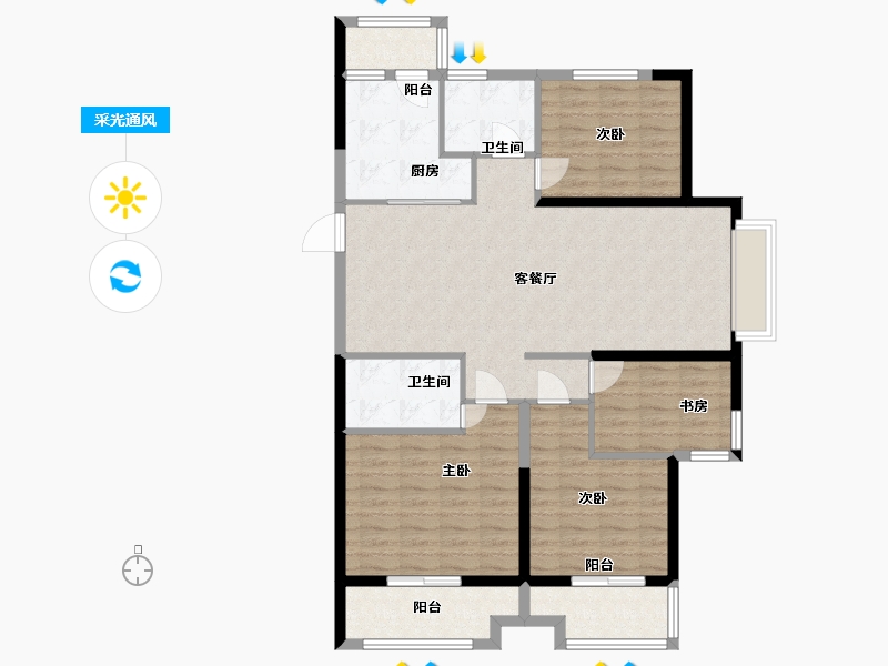 江苏省-淮安市-恒大名都-112.00-户型库-采光通风