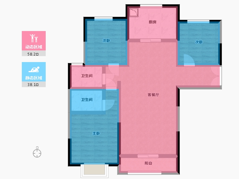 青海省-西宁市-益景佳苑-84.45-户型库-动静分区