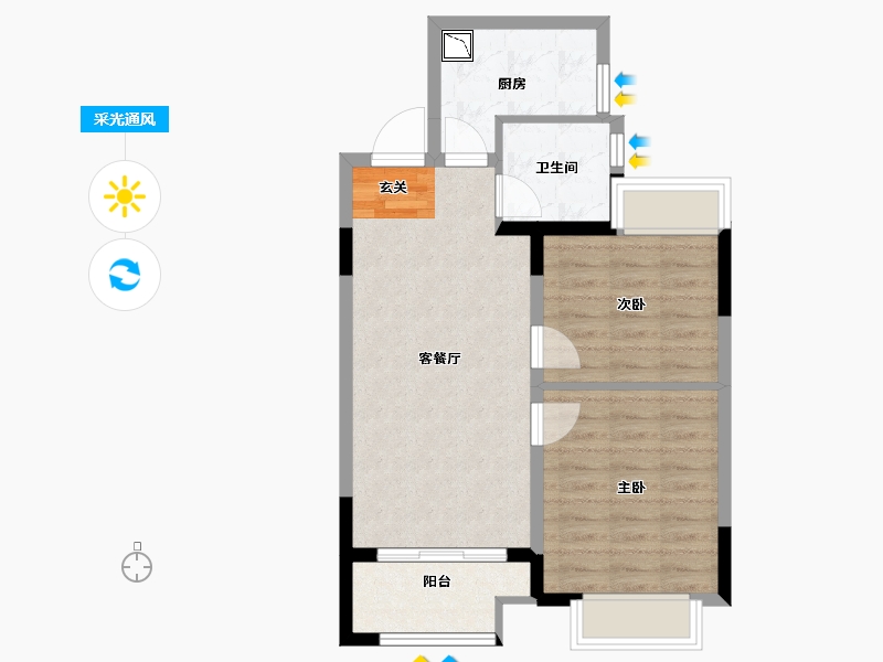 江苏省-无锡市-融侨观邸-61.00-户型库-采光通风