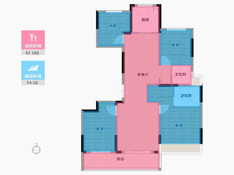 浙江省-杭州市-润枫东润紫园-104.00-户型库-动静分区