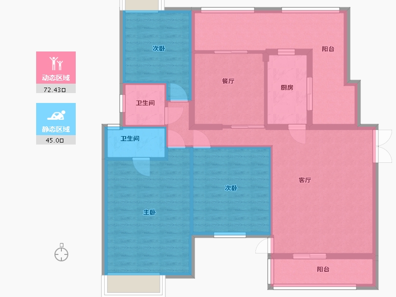 江苏省-淮安市-红豆国际城-105.50-户型库-动静分区